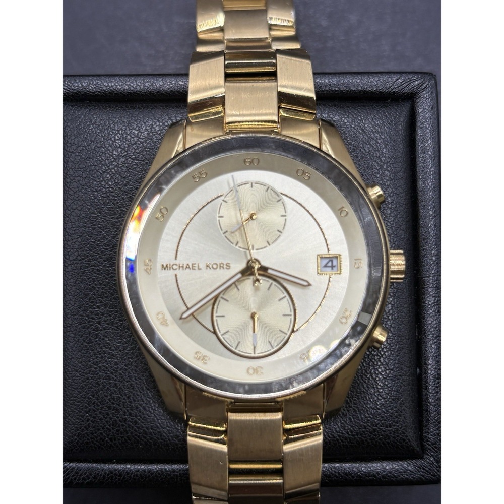 8" Michael Kors MK6464 Gold Tone Watch EUC H13